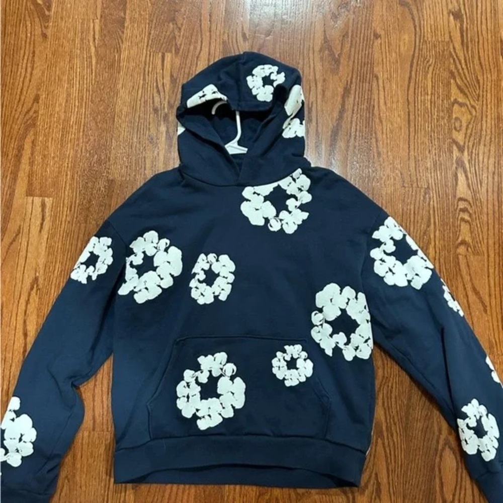 Blue and White Performance Jacket with Floral Design